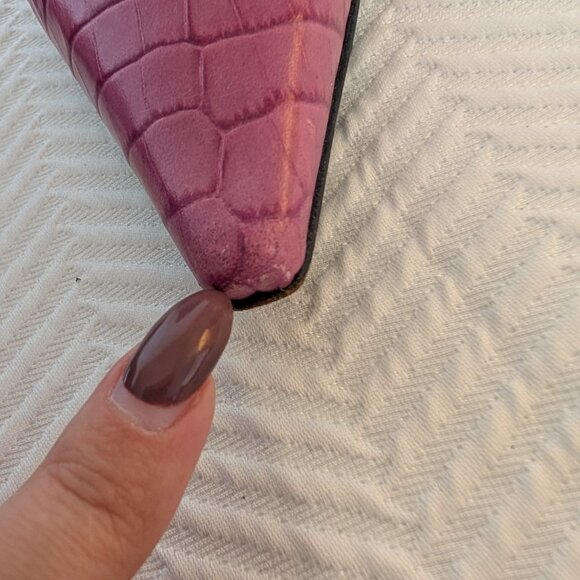 Stuart Weitzman pink croc embossed leather heels Pointy Toe Size 10 - Picture 10 of 12